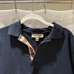 Burberry Dark Blue Polo with Signature Check